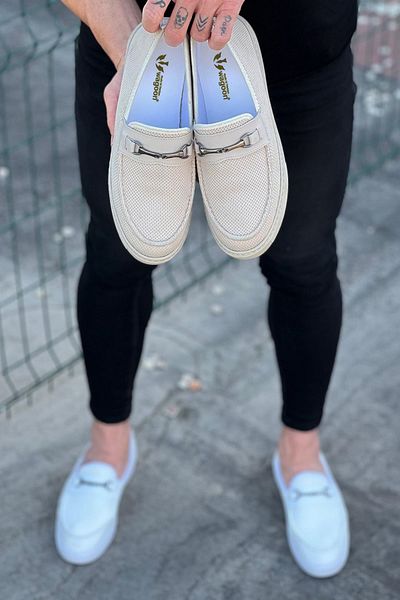 K&A Beige Knitwear Ballerina Men's Casual Shoes