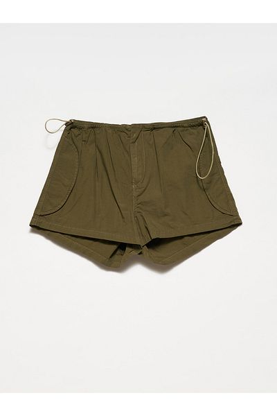 Dilvin 70975 Elastic Waist Shorts-Khaki