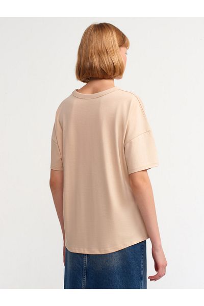 Dilvin 30123 Oversize T-shirt-Beige
