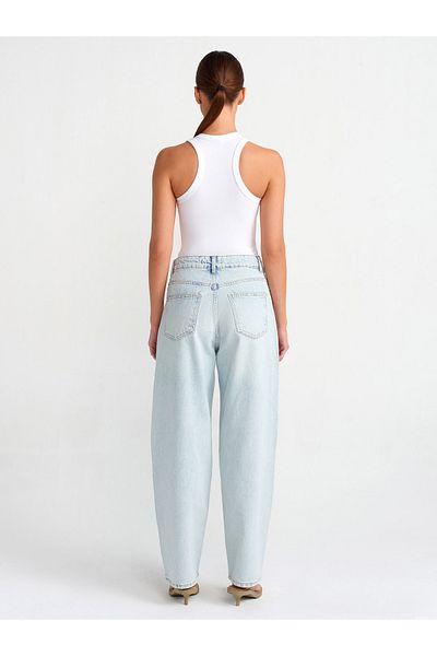 Dilvin 71445 Pantaloni din denim cu balon de culoare deschisă-albastru