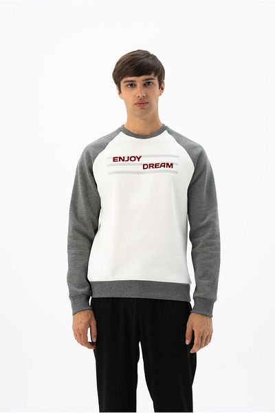 Arma Ανδρικό φούτερ Ecru Plus Size Crew Neck K 24124884401