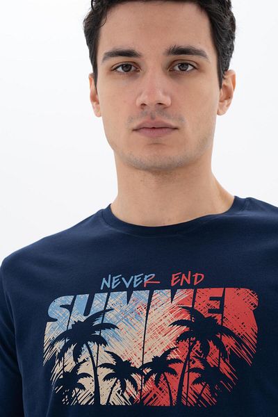 Arma Ανδρικό μπλουζάκι Navy Blue Regular Fit Crew Neck Y 25344404001