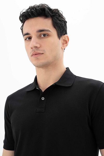 Arma Ανδρικό μπλουζάκι μαύρο 100% βαμβακερό Basic Polo Neck Regular Fit Y 25374351201