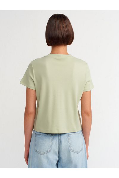 Dilvin 30584 Crew Neck Cotton T-shirt - Mint