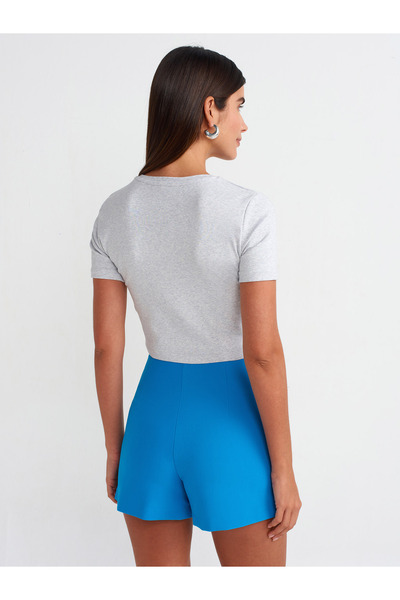 Dilvin 30995 Crop T-shirt-Grey Melange