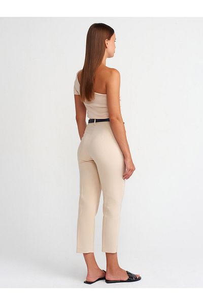 Dilvin 71521 Belted Smart Trousers - Stone Color