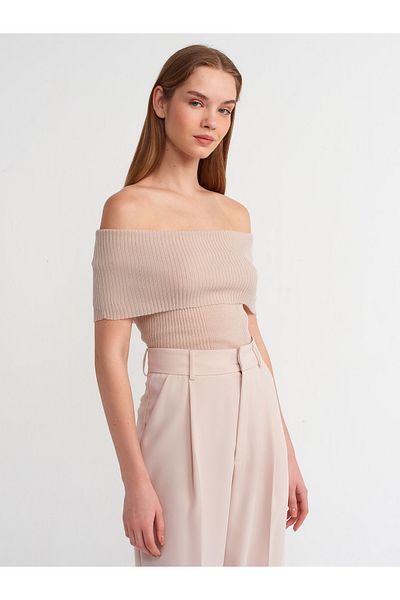 Dilvin 10558 Pulover din tricotaje subțiri-bej