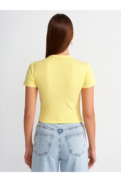 Dilvin 30457 Tricou cu efect de spălare-Galben