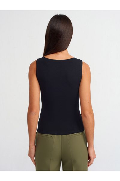 Dilvin 20868 Boat Neck Αμάνικο Μπάλα-Μαύρο