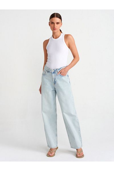 Dilvin 71445 Pantaloni din denim cu balon de culoare deschisă-albastru