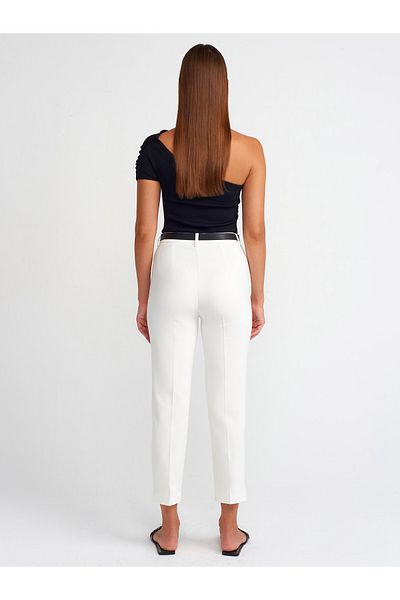 Dilvin 71521 Smart White Belted Trousers