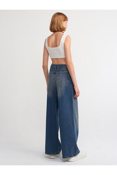 Dilvin 71365 Tint Wash Pantaloni din denim cu picioare late-Tint