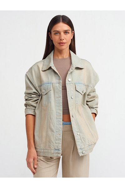 Dilvin 65345 Palton oversize din denim - Tint Wash