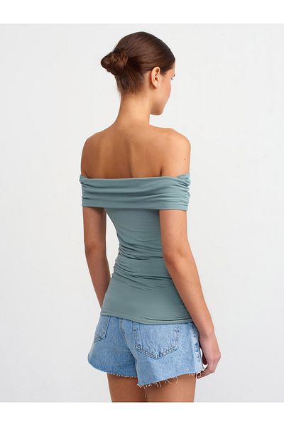 Dilvin 30902 Minge adunată cu umăr deschis-verde