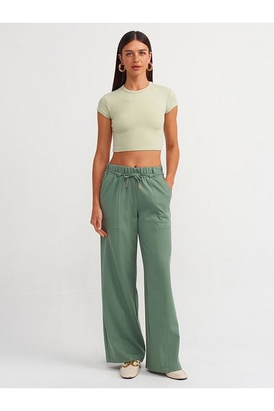 Dilvin 71251 Pantaloni elastici verzi cu croi liber