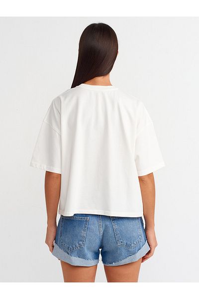 Dilvin 31017 Tricou cu mânecă scurtă din bumbac ecru