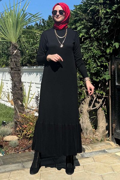 Rabia Şamlı Μαύρο Πλεκτό Ονειρικό Φόρεμα