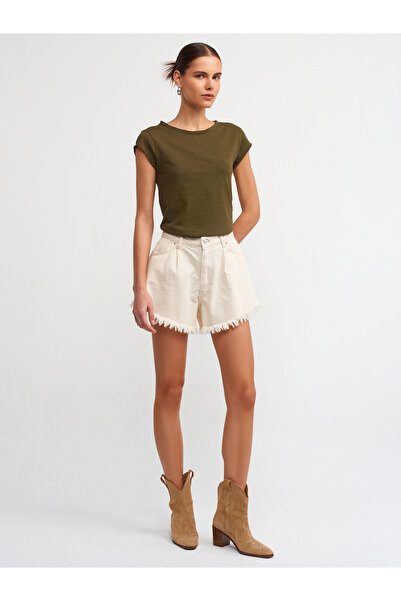 Dilvin 30699 Βαμβακερό T-shirt-Χακί