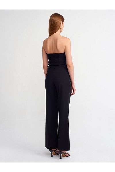 Dilvin 71283 Stylish Trousers with Adjustable Waist - Black