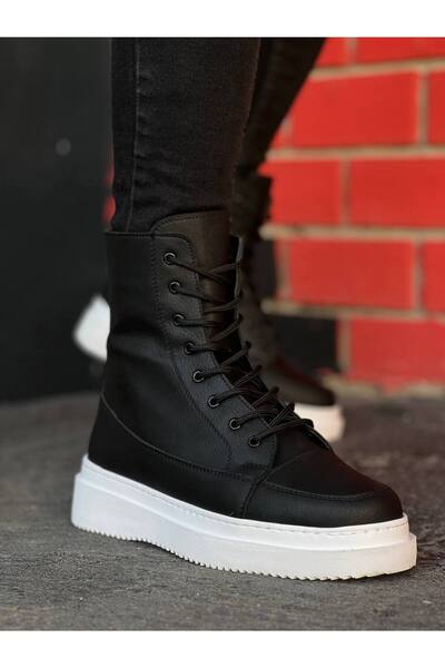 BOA Kb 0991 Black Skin High Sole Lace up Boots
