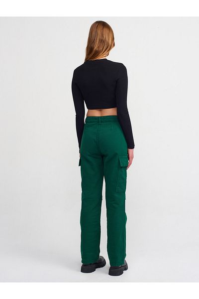 Dilvin 70828 Cargo Pocket Piece Paint Denim Trousers-Green