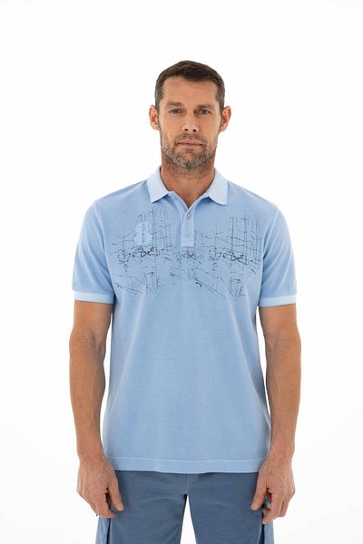 Arma Tricou albastru pentru bărbați, cu croială normală, cu gât polo, Y 25374376201