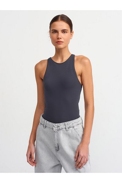 Dilvin 3694 Model Anthracite Halter Neck T-shirt