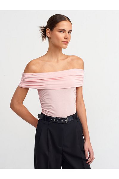 Dilvin 30902 Πούδρα Shirred Ball-Powder Off-the-Shoulder