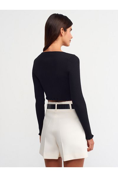 Dilvin 60134 Accesoriu față cu gât în U Tricotaj Cardigan-negru