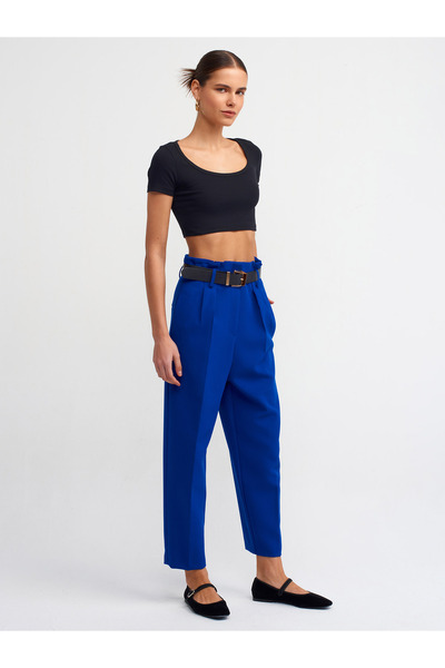 Dilvin 30876 Kısa Kollu Crop Top-Siyah