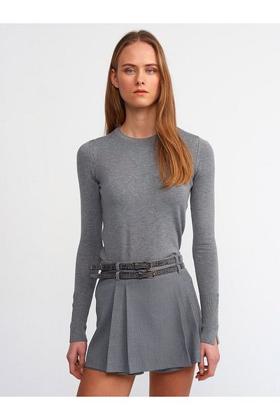 Dilvin 1267 Smoked Knitwear Sweater - Crew Neck, Size m