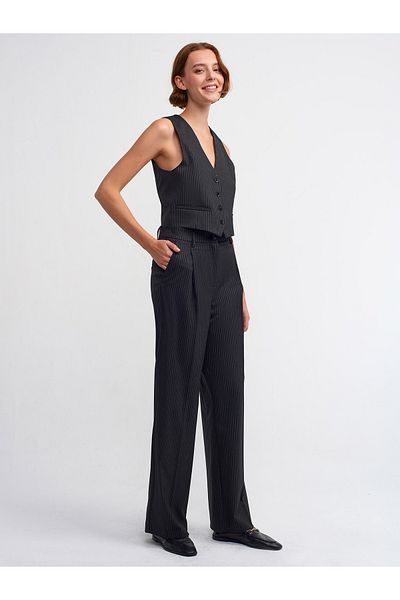 Dilvin 71190 High Waist Long Trousers-anthracite