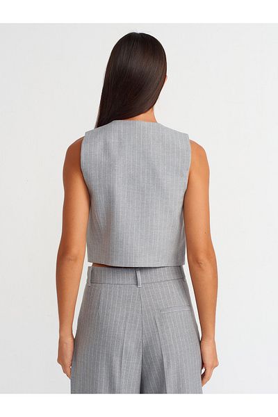 Dilvin 60556 Model Gray Striped Vest
