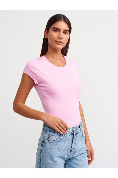 Dilvin 30719 Tricou Crew Neck-Roz