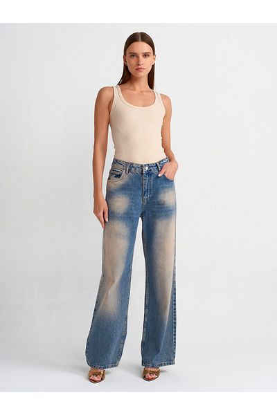 Dilvin 71474 Pantaloni largi din denim Tint Wash-Tint