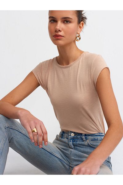 Dilvin 30699 Tricou din bumbac-Bej