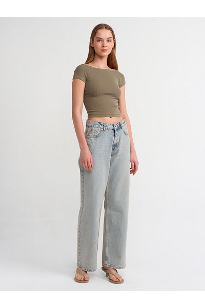 Dilvin 71449 Pantaloni largi din denim-Tint