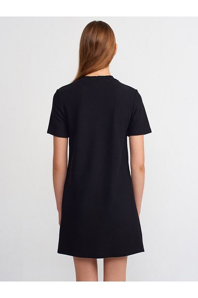 Dilvin 90810 Soft Mini Dress-Black