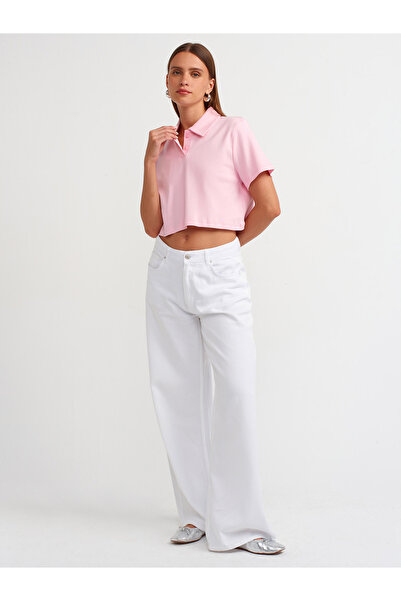 Dilvin 30961 - Tricou roz din bumbac cu guler polo