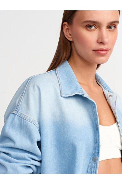 Dilvin 50718 Cămașă albastră oversize din denim