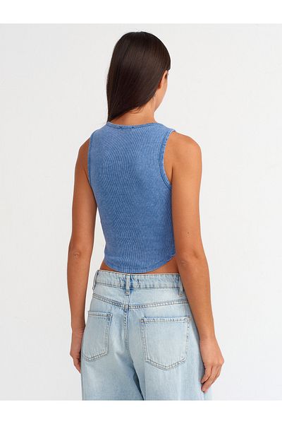 Dilvin 20844 Model Top-A.Indigo - Washing Effect
