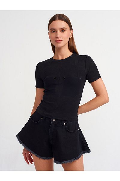 Dilvin 30749 Black T-shirt - Pocket Detail