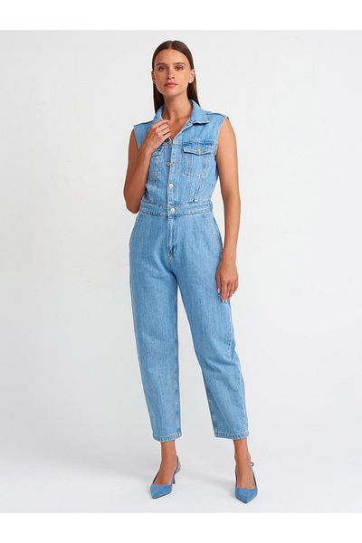 Dilvin 71674 Salopetă albastră din denim fără mâneci