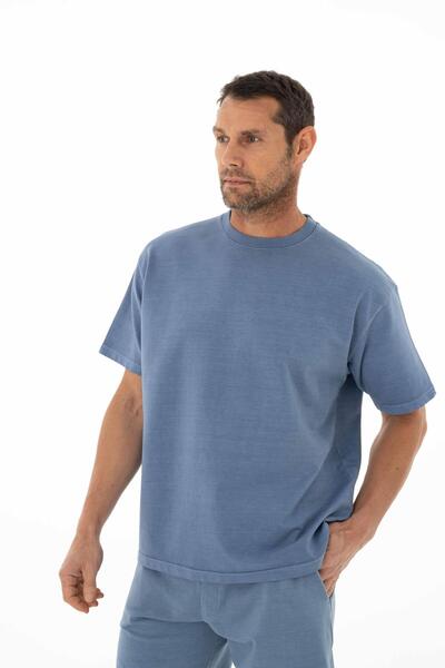 Arma Ανδρικό φούτερ Indigo Oversize με κοντό μανίκι με λαιμόκοψη Y 25344376401