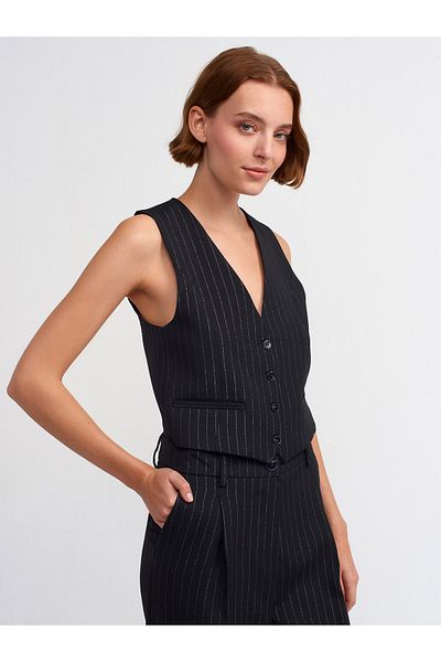 Dilvin 60525 Buttoned Vest-black