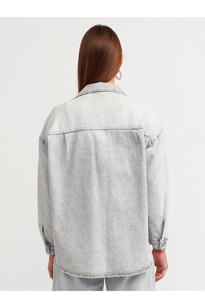 Dilvin 50724 Model - Cămașă Gri Oversize Denim