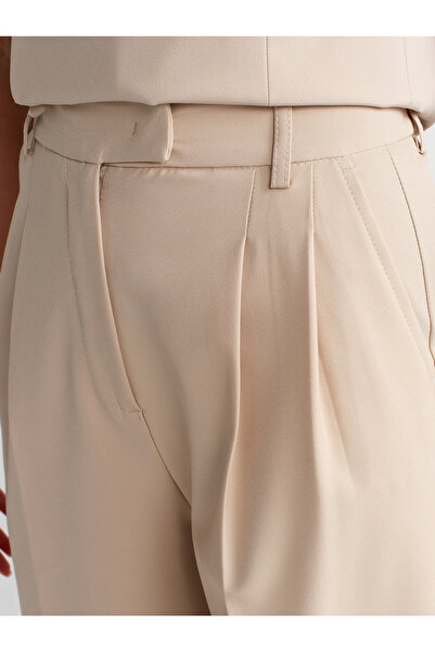 Dilvin 71282 Kemer Köprülü Geniş Paça Dökümlü Pantolon-Taş