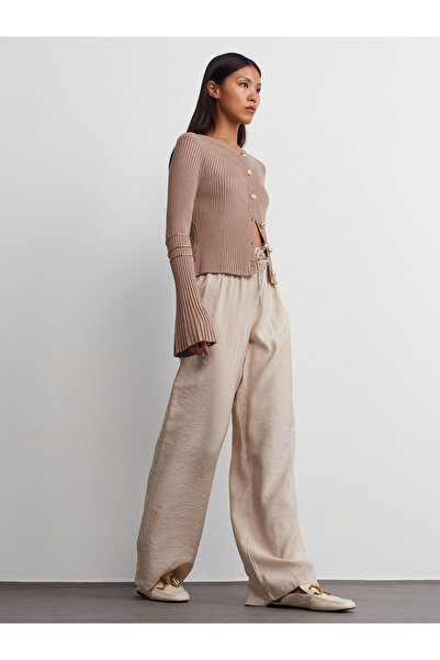 Dilvin 71515 Belden Lastikli Dökümlü Pantolon-taş