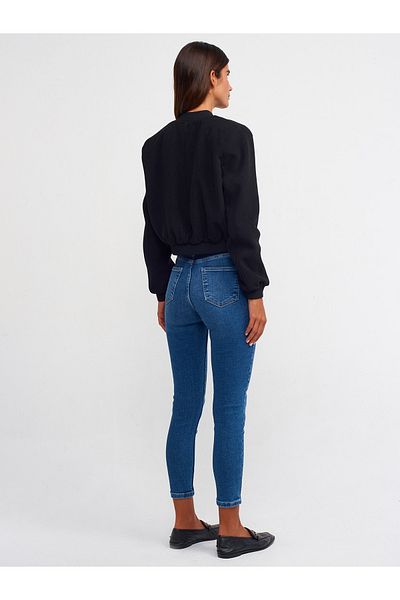 Dilvin 71398 Pantaloni din denim din Lycra cu talie înaltă - Albastru