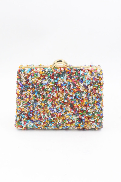 Chantaky 032 1804 Geantă de seară cu pietre colorate pe două părți